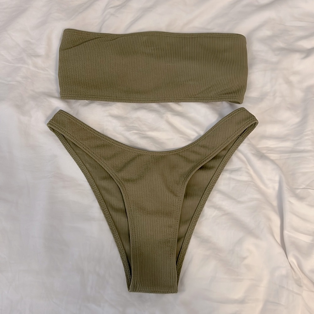 Zaful strapless high-waisted bikini, size S (bottoms specifically are S/4 US)
